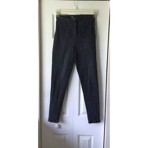 High Waisted Skinny Dark Grey Jeans